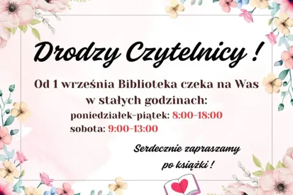 Biblioteka w Wołczynie wznawia stałe godziny otwarcia od 1 września