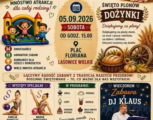 Rodzinne świętowanie w Lasowicach Wielkich – dożynki pełne atrakcji