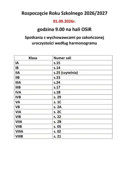 Rozpoczęcie roku szkolnego 2026/2027 w PSP nr 1 w Kluczborku