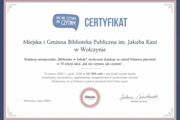 Biblioteka w Skałągach nagrodzona za akcję czytelniczą