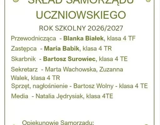 Kluczbork: wybrano nowy Samorząd Uczniowski na rok szkolny 2026/2027