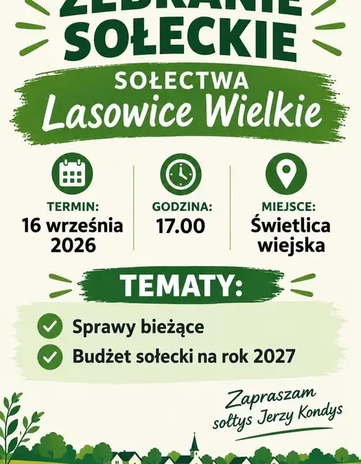 Zebranie wiejskie w Lasowicach Wielkich – budżet sołecki i sprawy bieżące