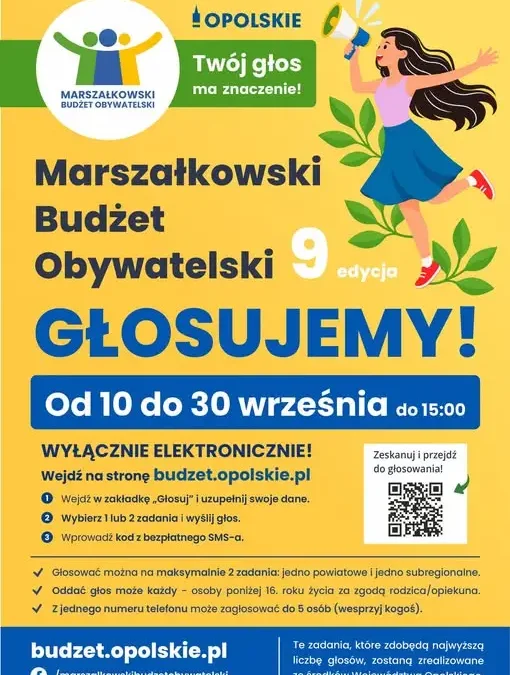 Marszałkowski Budżet Obywatelski Opolskiego: głosowanie trwa do 30 września