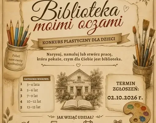 Konkurs plastyczny dla dzieci w Wołczynie – „Czym jest dla Ciebie biblioteka?”
