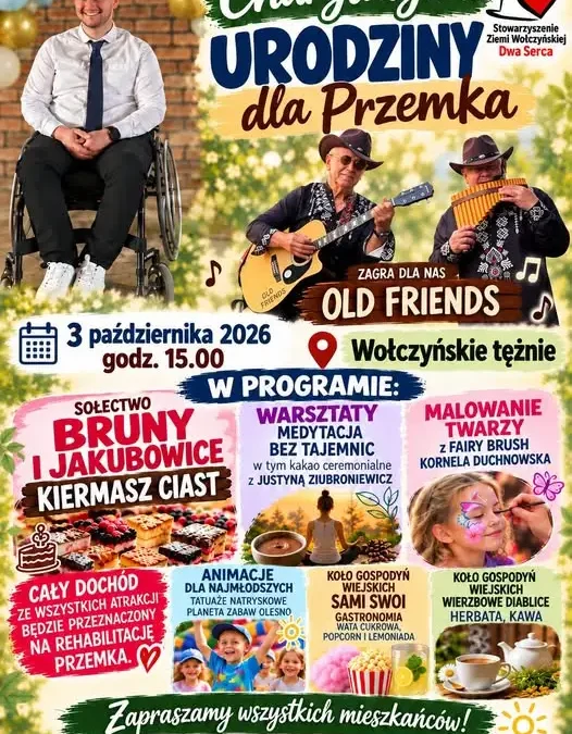 Charytatywne Urodziny dla Przemka na Wołczyńskich tężniach – zagra zespół Old Friends