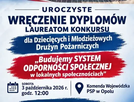 Uroczyste wręczenie dyplomów laureatom konkursu dla Dziecięcych i Młodzieżowych Drużyn Pożarniczych w Opolu