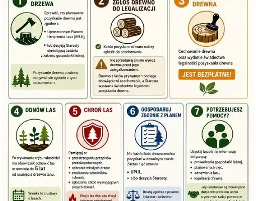 Właściciele lasów prywatnych w powiecie kluczborskim: obowiązki przed wycinką i po pozyskaniu drewna