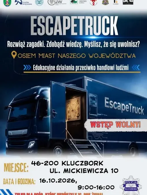 Escape Truck w Kluczborku – edukacja o handlu ludźmi już 16 października