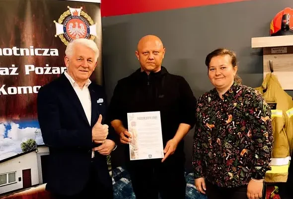 Strażacy z gminy Wołczyn podziękowali za pomoc mieszkańcom Komorzna