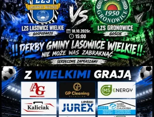 Derby gminy Lasowice Wielkie – LZS Gronowice zmierzy się z LZS Lasowice 18 października